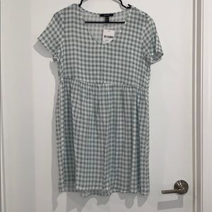 Forever 21 Gingham Babydoll Dress Green Sage